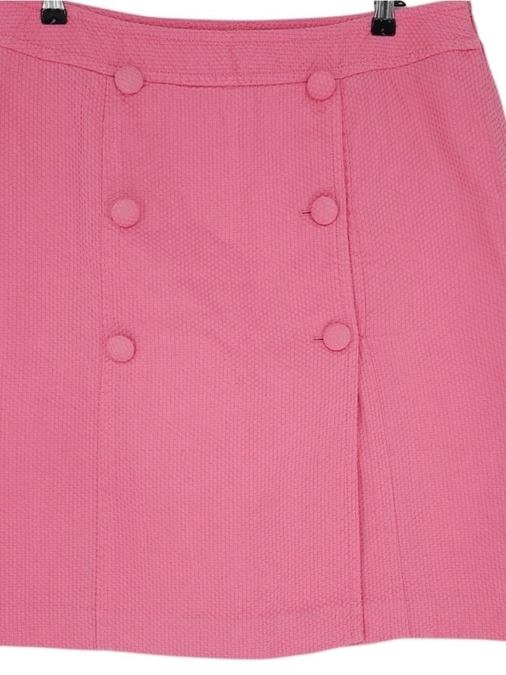 Talbots 60s Retro Flare Skirt Pink Jacquard Faux Wrap Button Front 14